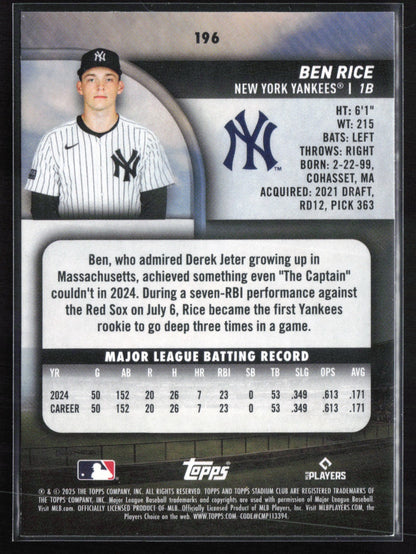 Ben Rice RC 2025 Stadium Club
