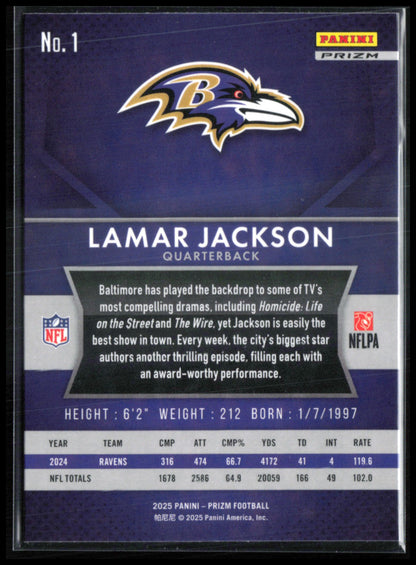 Lamar Jackson Silver 2025 Prizm