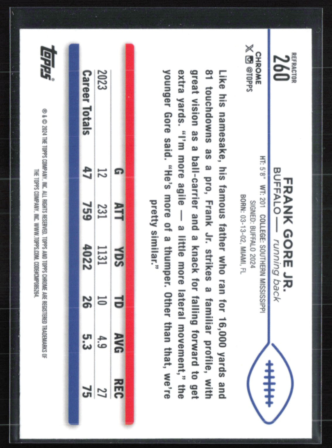 Frank Gore Jr. RC Refractor