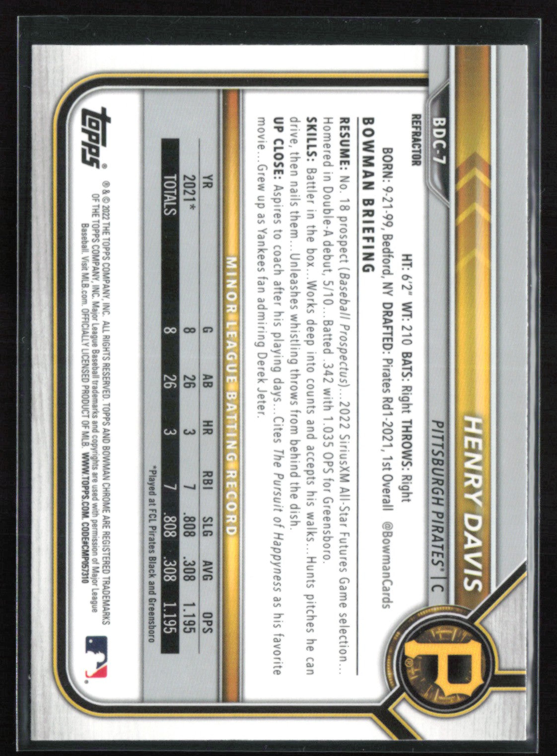 Henry Davis Prospects Refractor