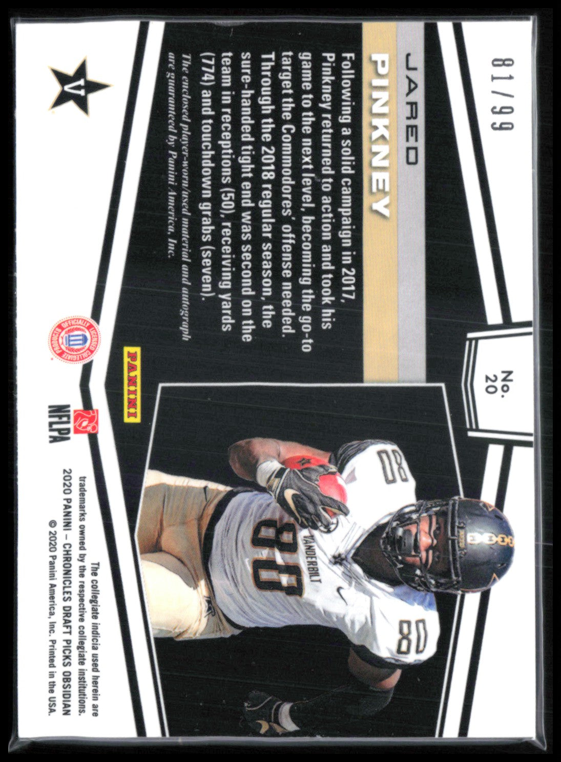 Jared Pinkney RC Relic Auto /99 2020 Draft Picks