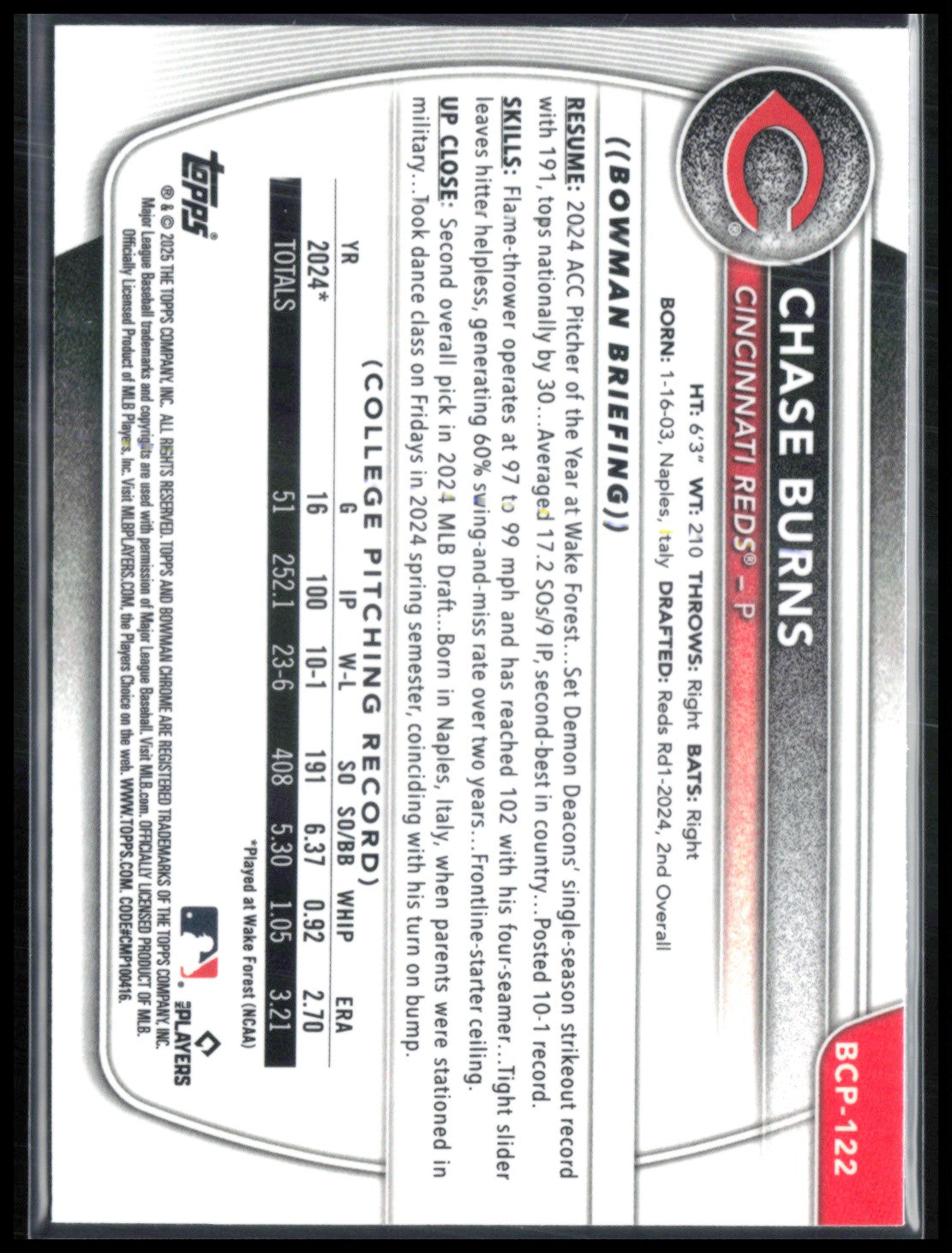 Chase Burns Prospects