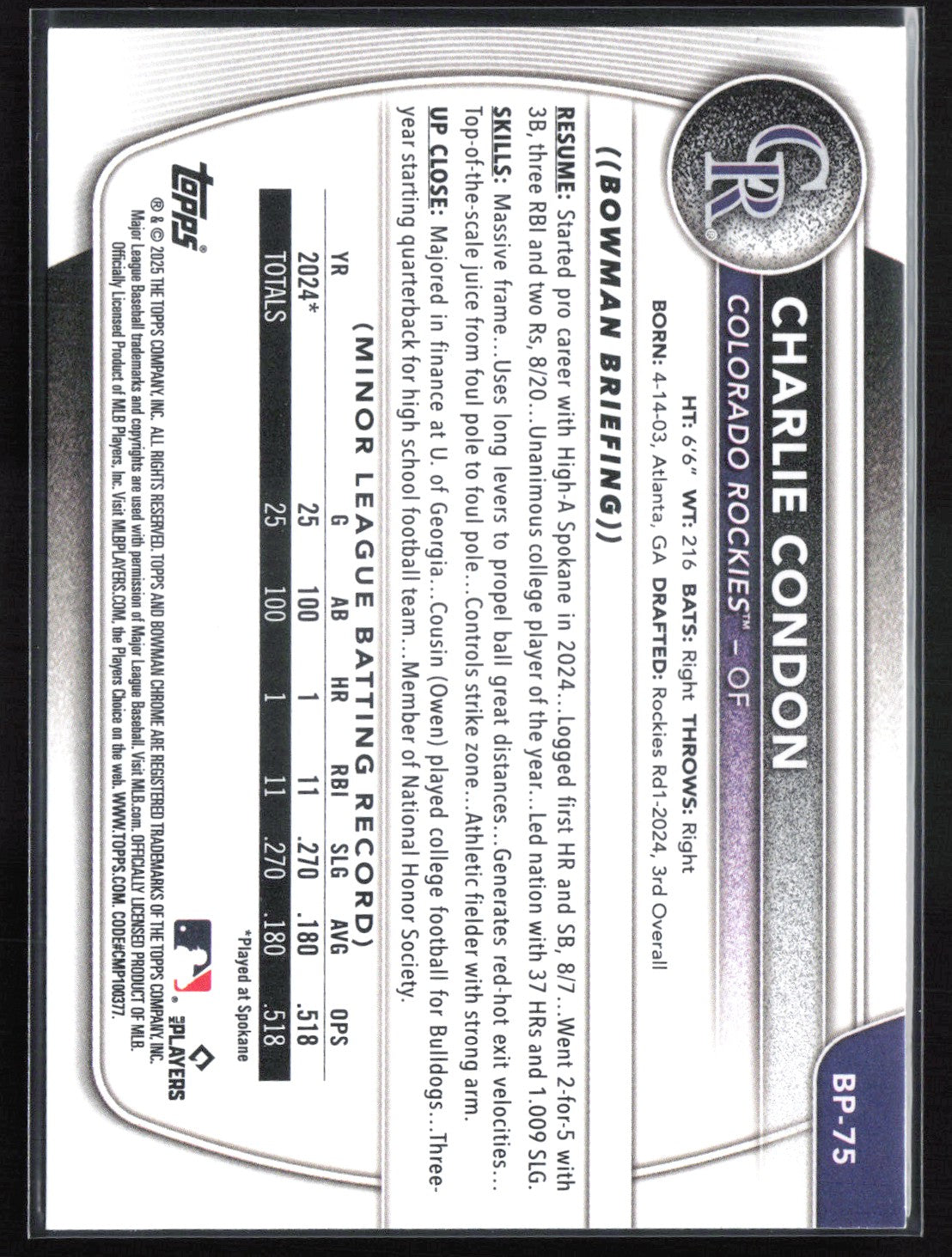 Charlie Condon 1st Bowman