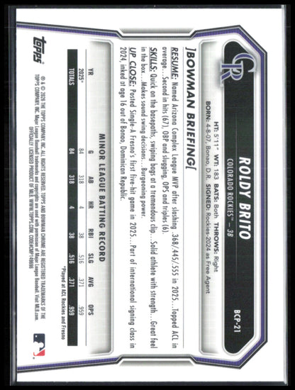 Roldy Brito 1st Bowman Mojo