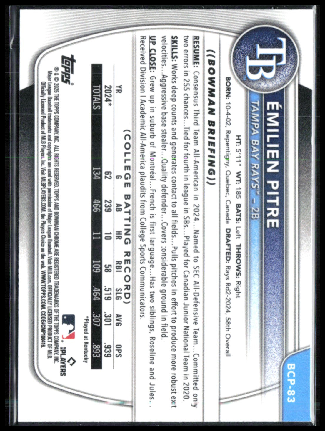 Emilien Pitre 1st Bowman Wave /350