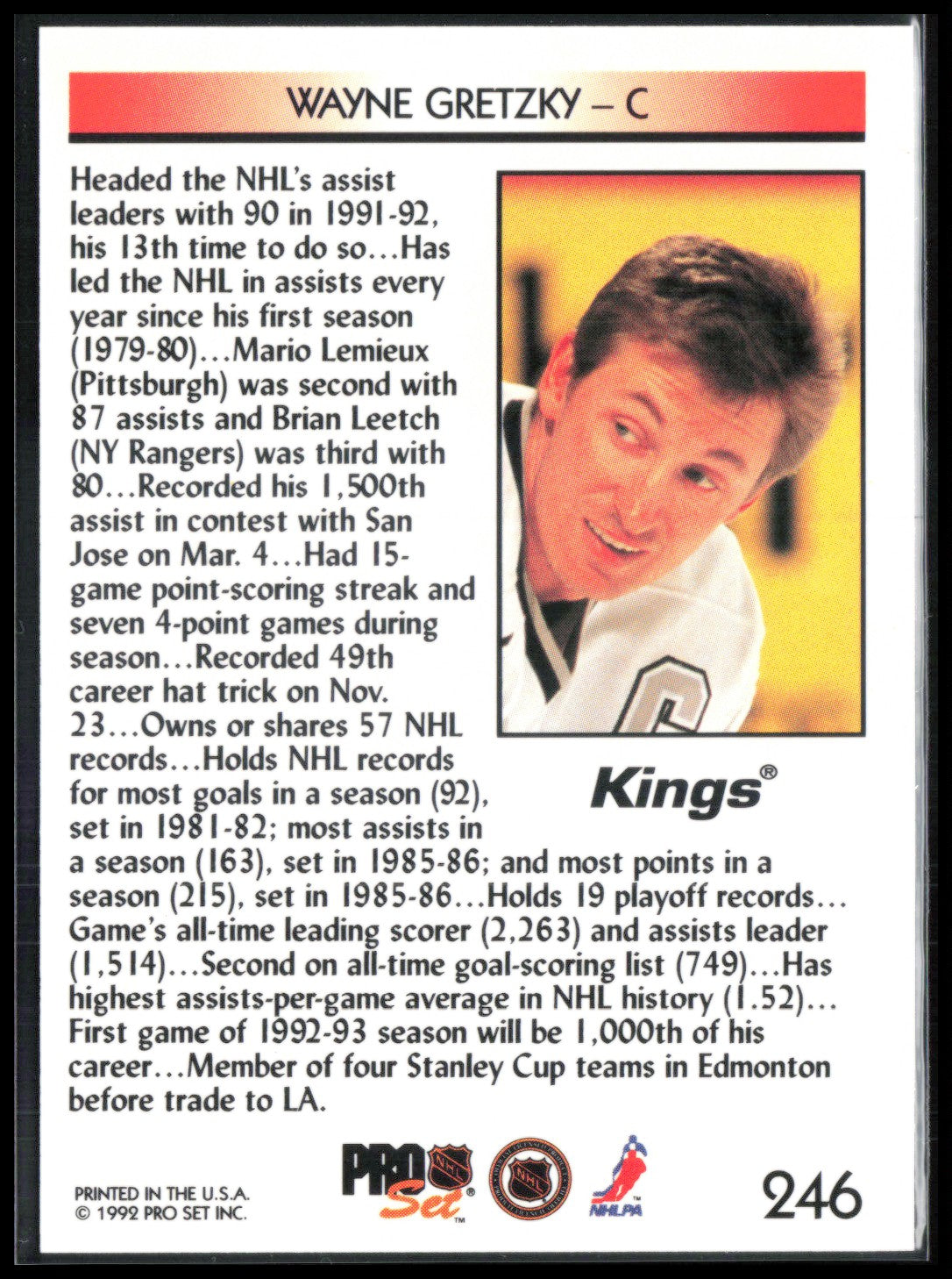 Wayne Gretzky 1992 Pro Set