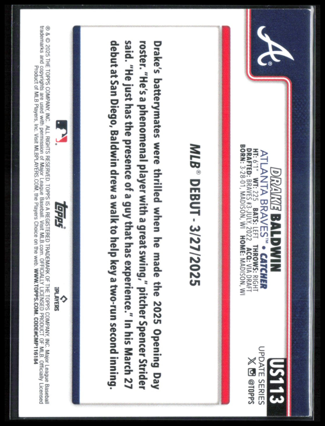Drake Baldwin RC Debut