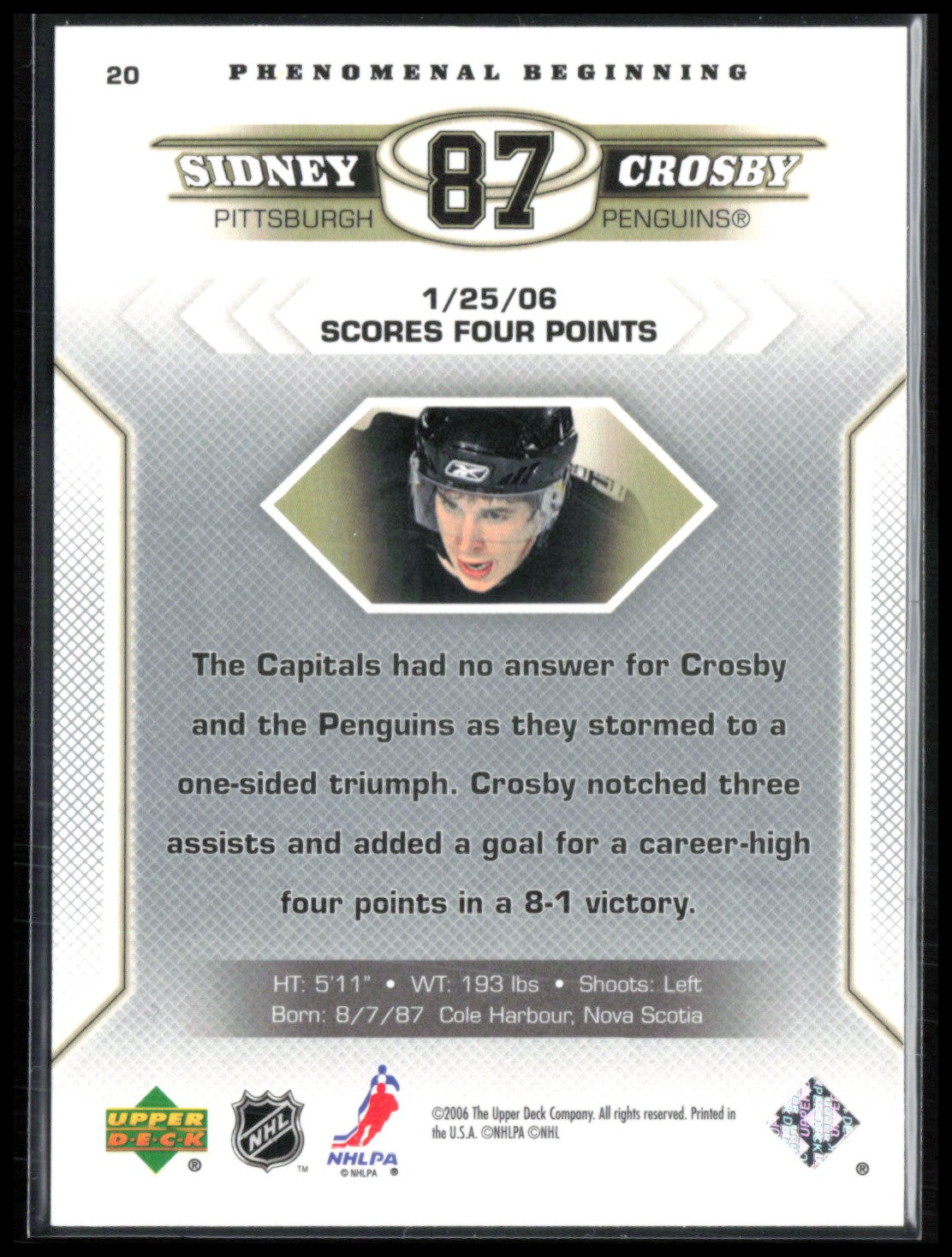 Sidney Crosby Phenomenal Beginning 2005 UD