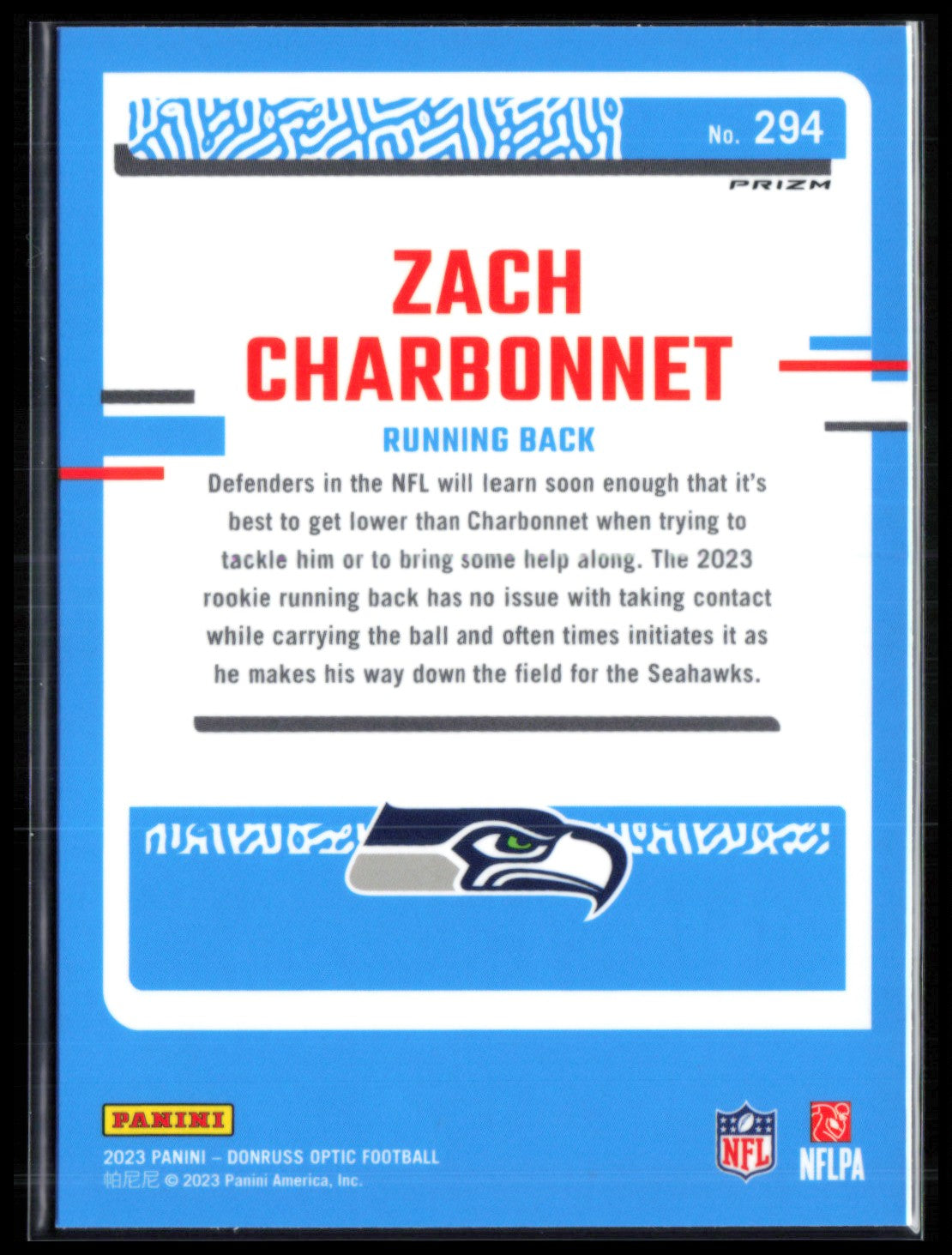 Zach Charbonnet RC Holo Rated Rookie