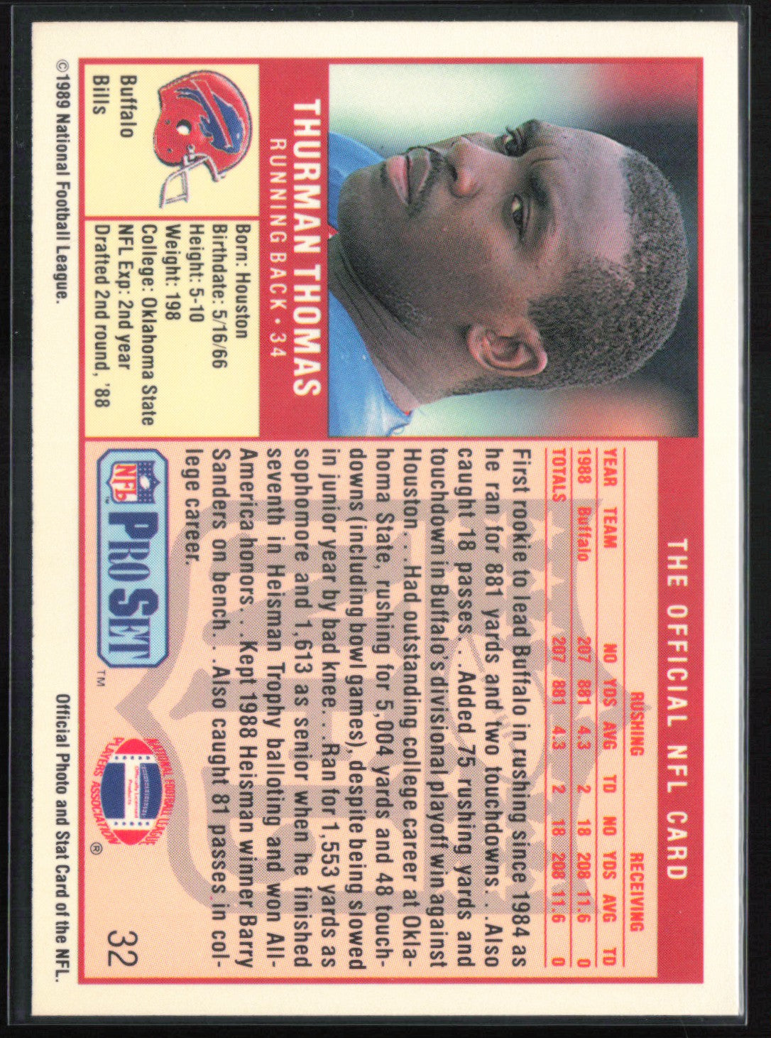 Thurman Thomas 1989 Pro Set