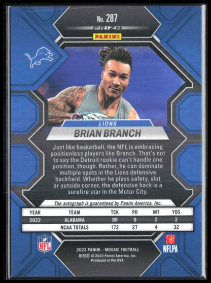 Brian Branch RC Auto 2023 Mosaic Prizm