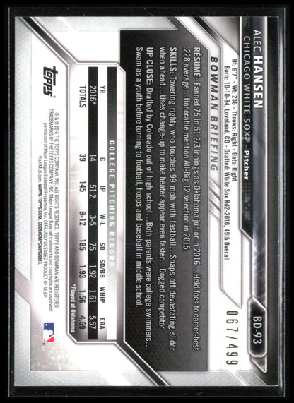 Alec Hansen 1st Bowman /499