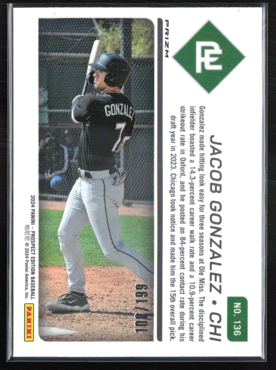 Jacob Gonzalez Prospect Ticket Red /199