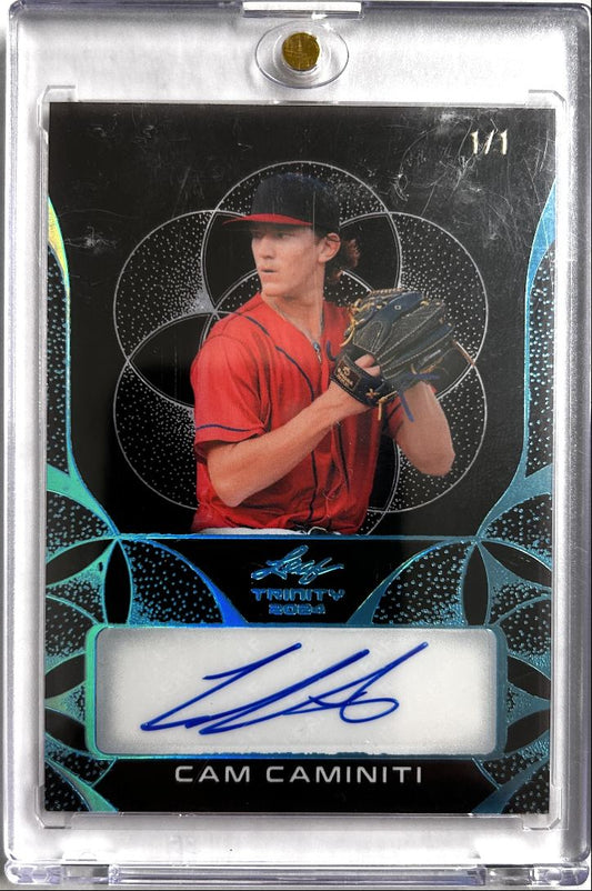 Cam Caminiti 1/1 Auto 2024 Leaf Trinity Black Platinum Foil