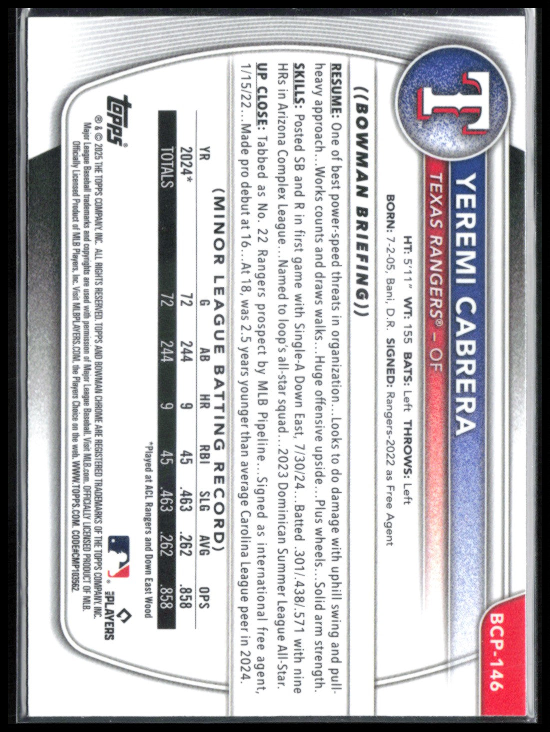 Yeremi Cabrera 1st Bowman Mojo