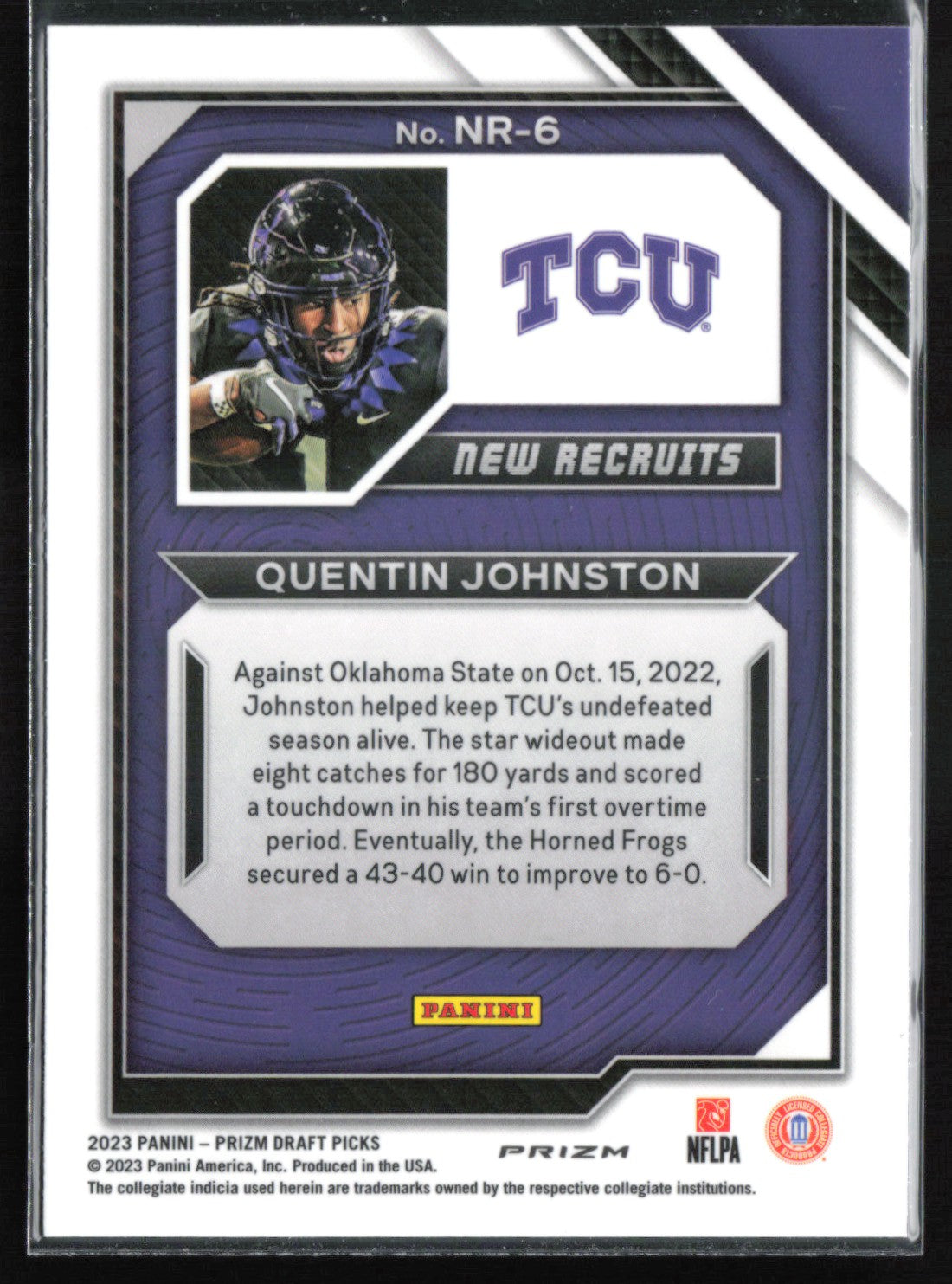 Quentin Johnston RC New Recruits Yellow Ice
