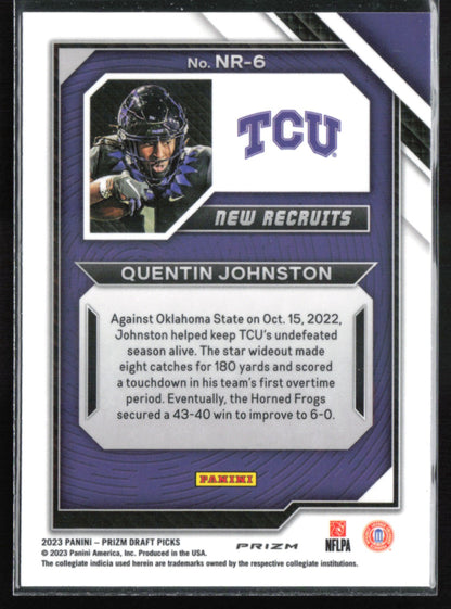 Quentin Johnston RC New Recruits Yellow Ice