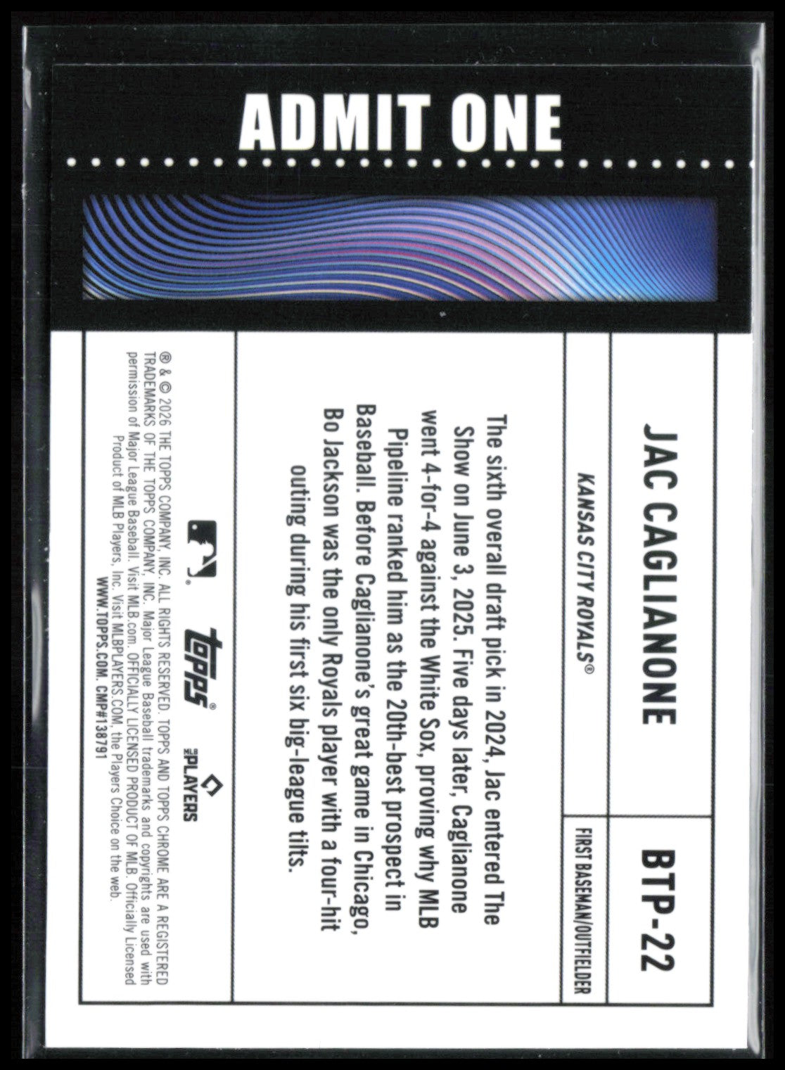Jac Caglianone Admit One RC