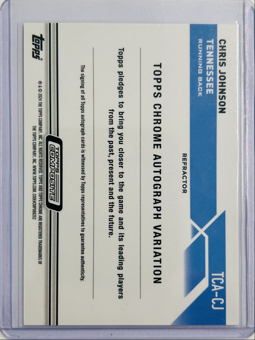 Chris Johnson Auto Refractor /299 2024 Topps Chrome (100% of Proceeds Will go to ALS Research, Read Description)