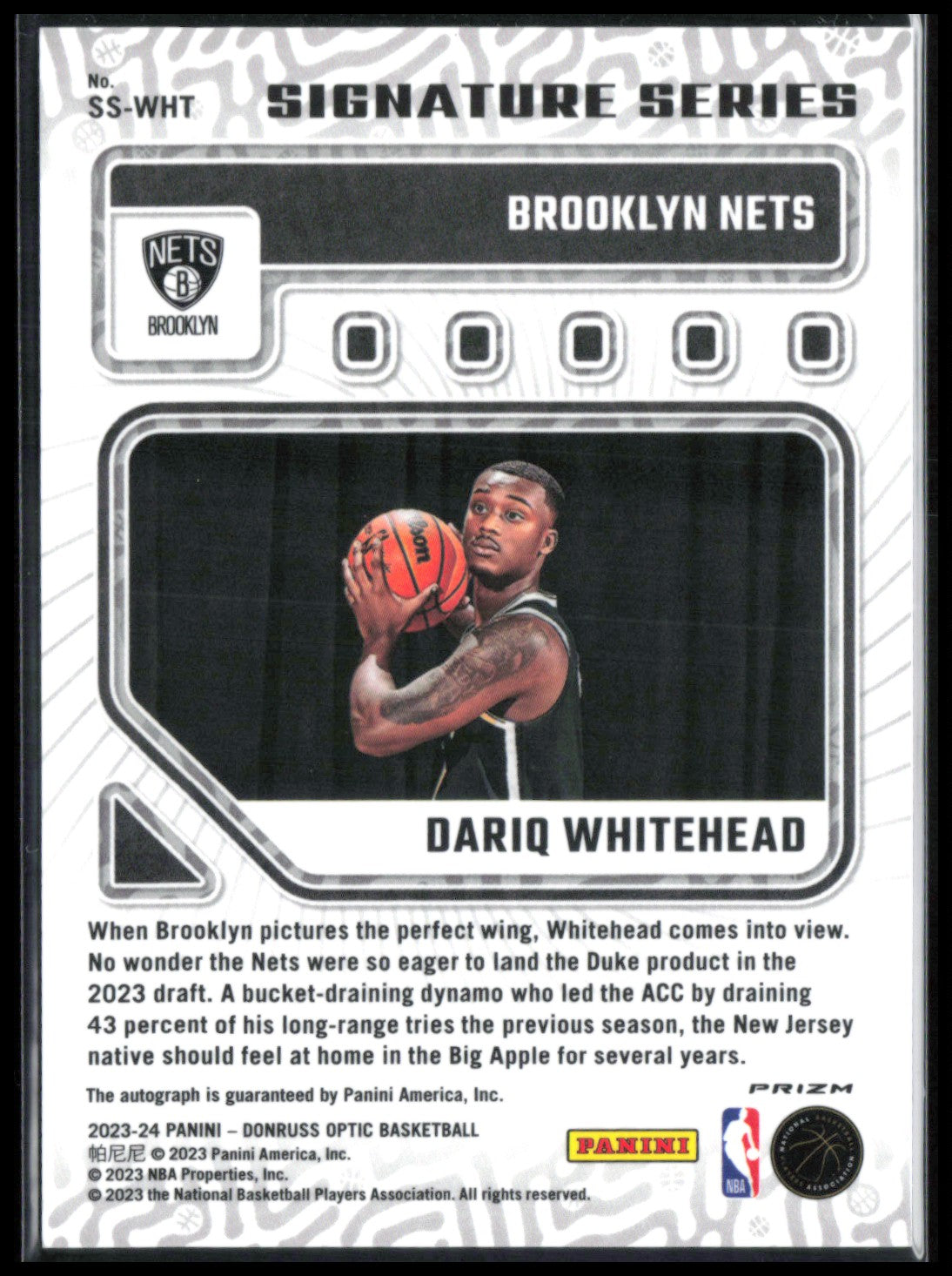 Dariq Whitehead RC Auto Silver Signature Series