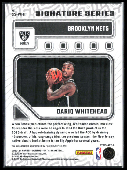 Dariq Whitehead RC Auto Silver Signature Series