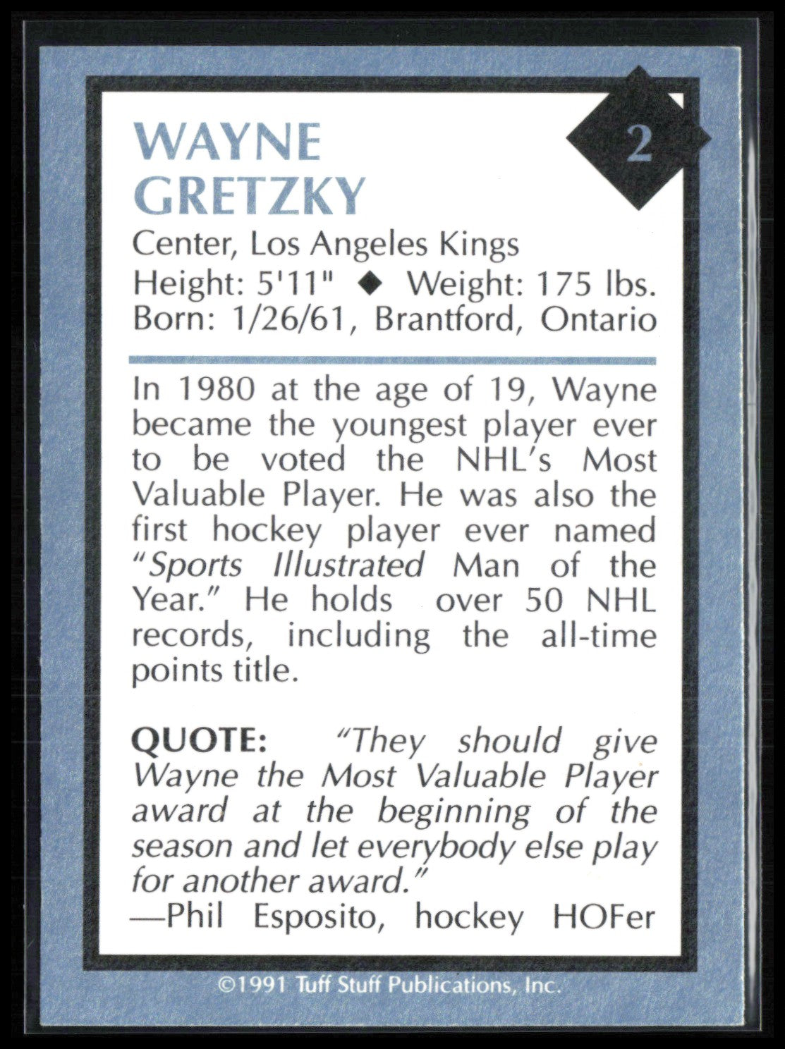 Wayne Gretzky 1991 Score American