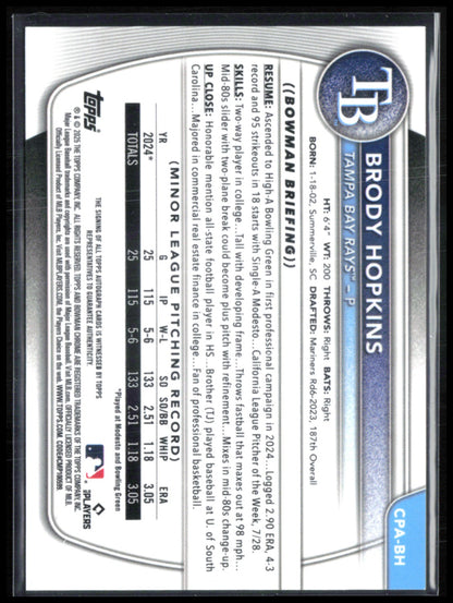 Brody Hopkins 1st Bowman Auto