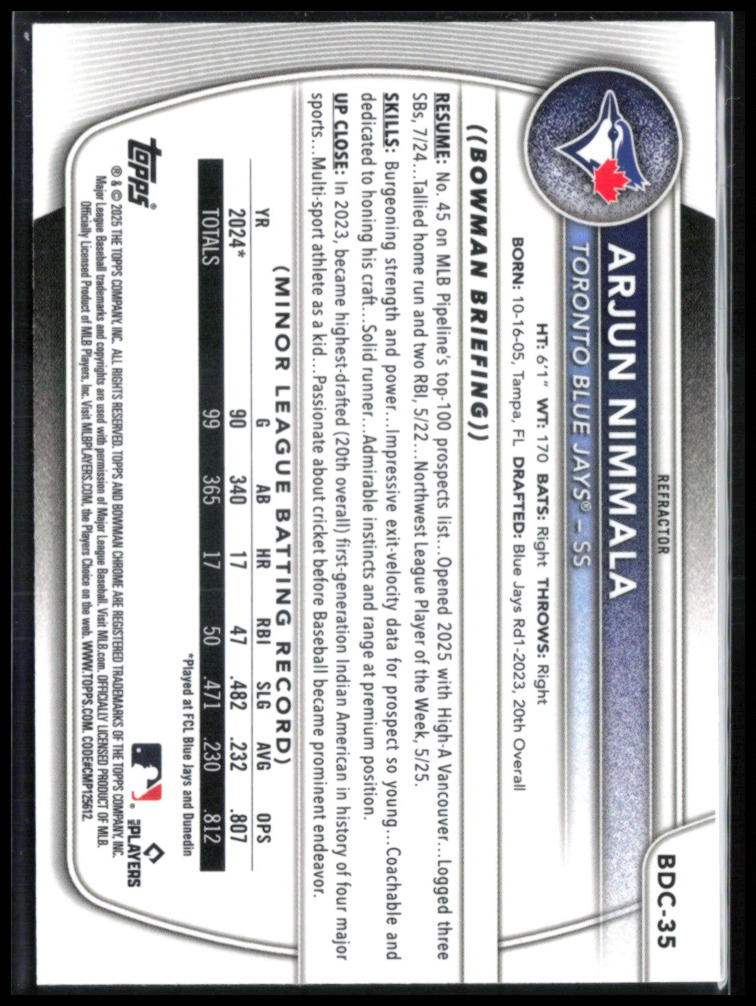 Arjun Nimmala Refractor Prosepcts