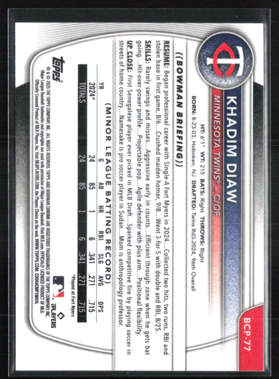 Khadim Diaw 1st Bowman
