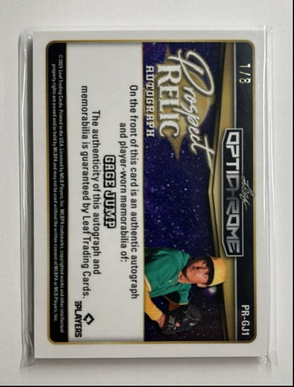 Gage Jump /8 Auto Relic Prospect Relic Autograph 2025 Leaf Optichrome