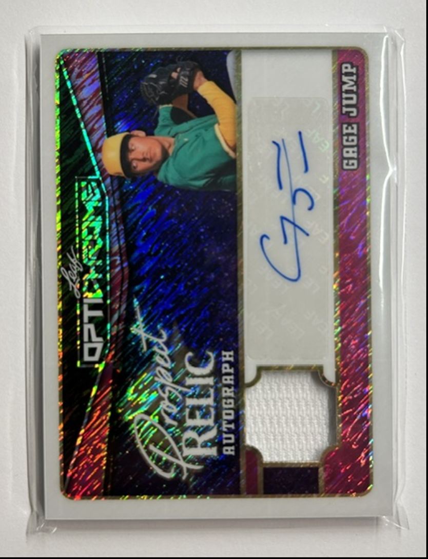 Gage Jump /8 Auto Relic Prospect Relic Autograph 2025 Leaf Optichrome