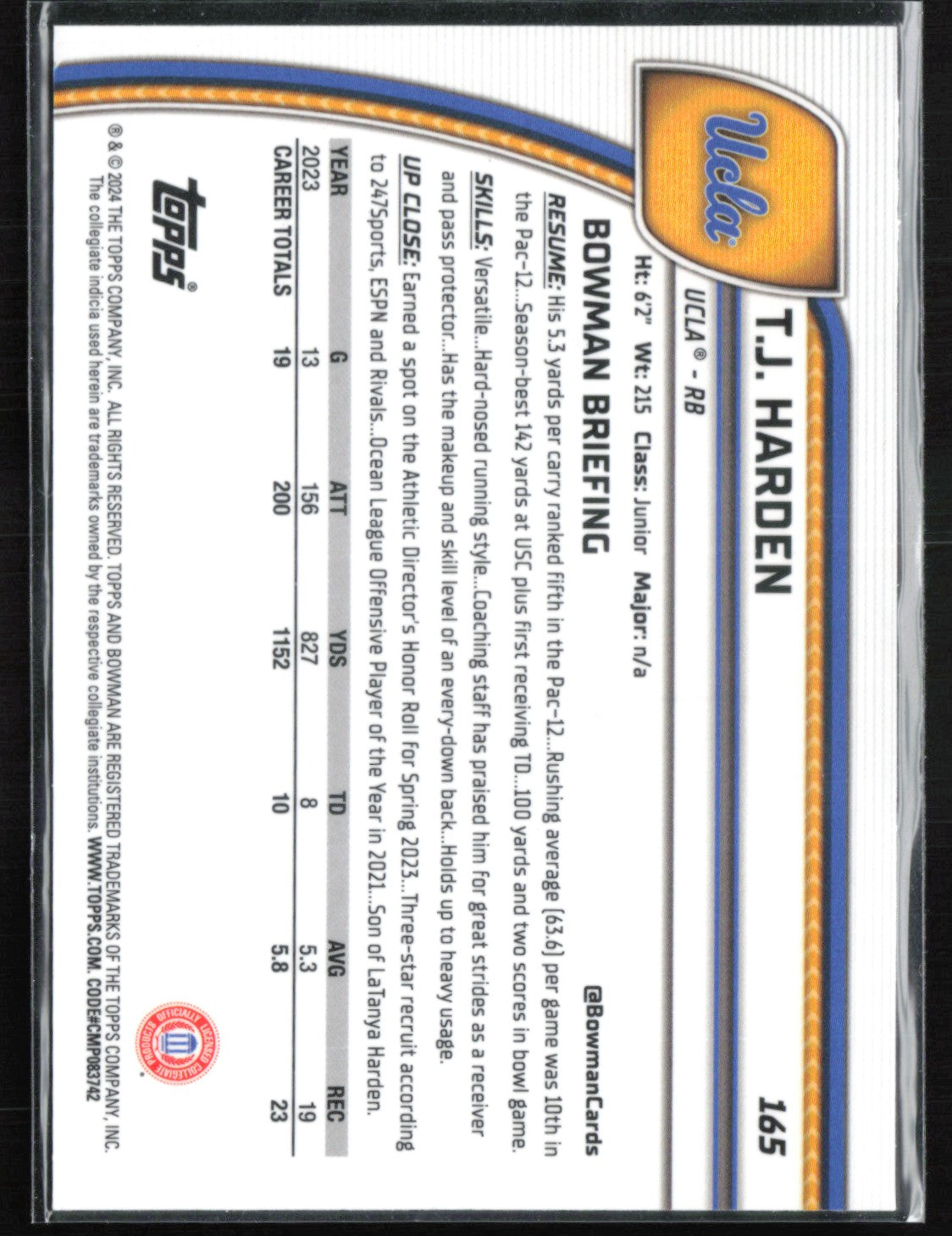 T.J. Harden 1st Bowman Pink Lava
