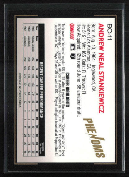Andy Stankiewicz Phenmos 1992 Donruss