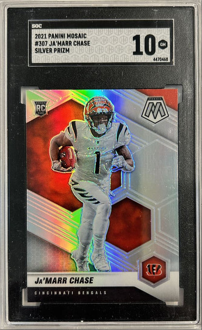 Ja'Marr Chase RC Silver Prizm SGC 10