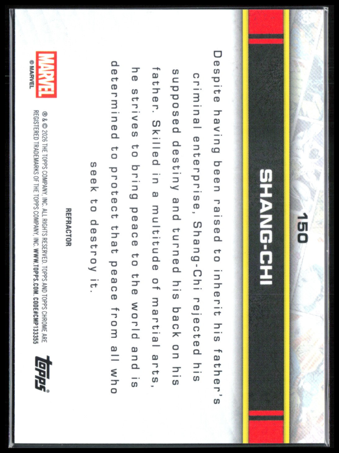 Shang-Chi Refractor 2026 Marvel Topps Chrome