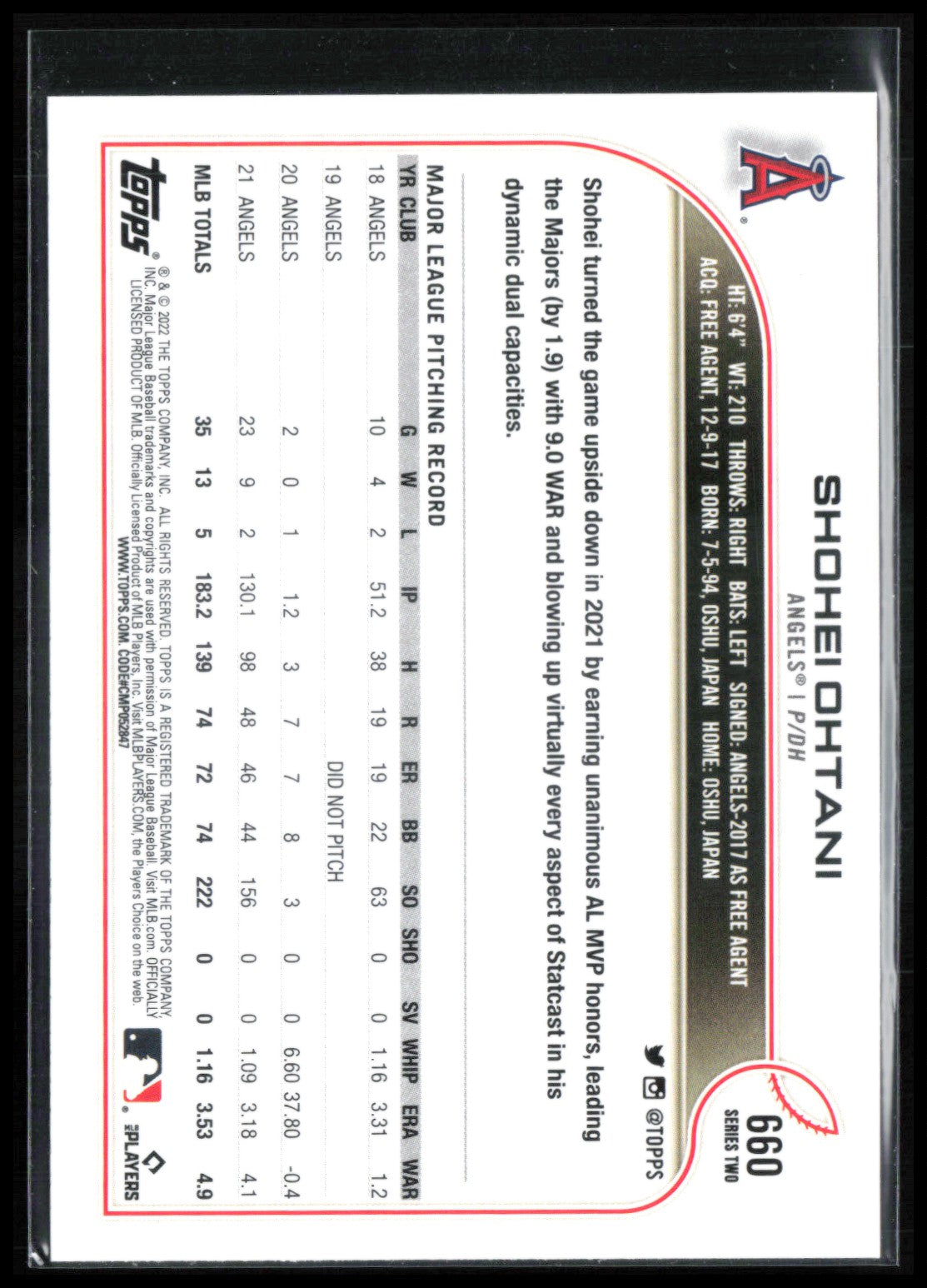 Shohei Ohtani 2022 Topps