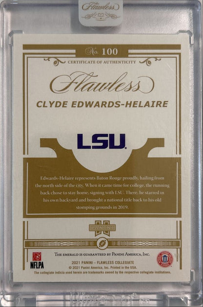 Clyde Edwards-Helaire 1/5 Emerald 2021 Flawless Collegiate (Emerald Gem is Certified Authentic)