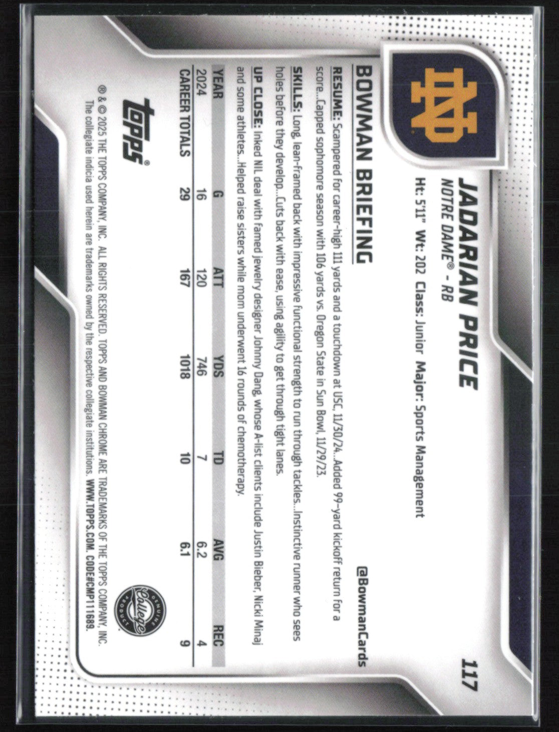 Jadarian Price 1st Bowman