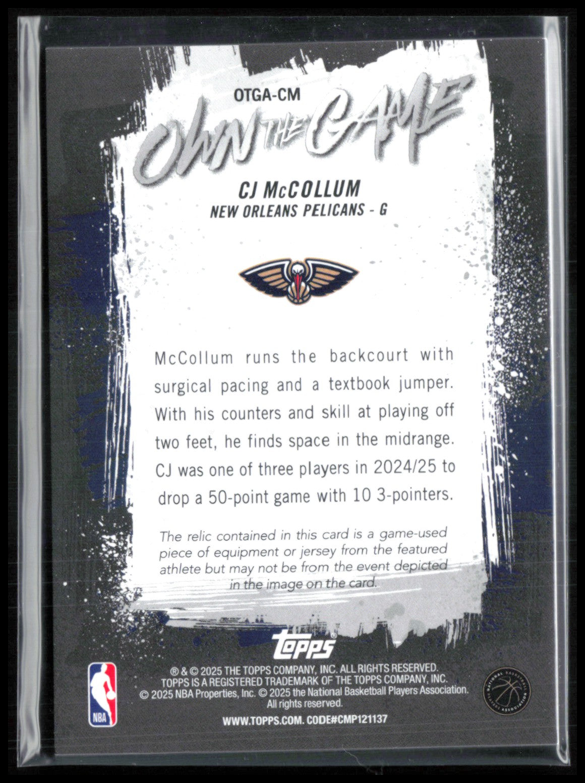 CJ McCollum Game-Used Relic