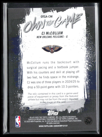 CJ McCollum Game-Used Relic