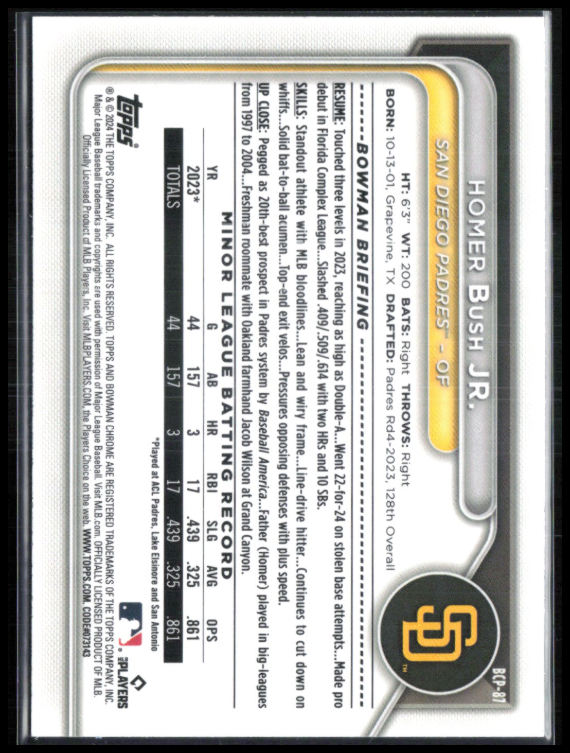 Homer Bush Jr. Sapphire Prospect