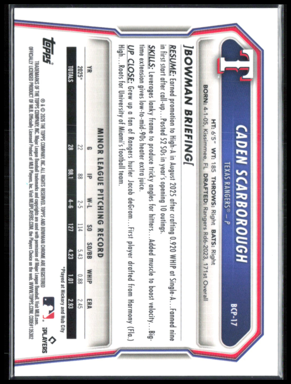Caden Scarborough 1st Bowman Reptilian Refractor