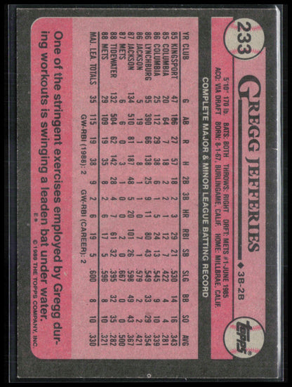 Gregg Jefferies 1989 Topps
