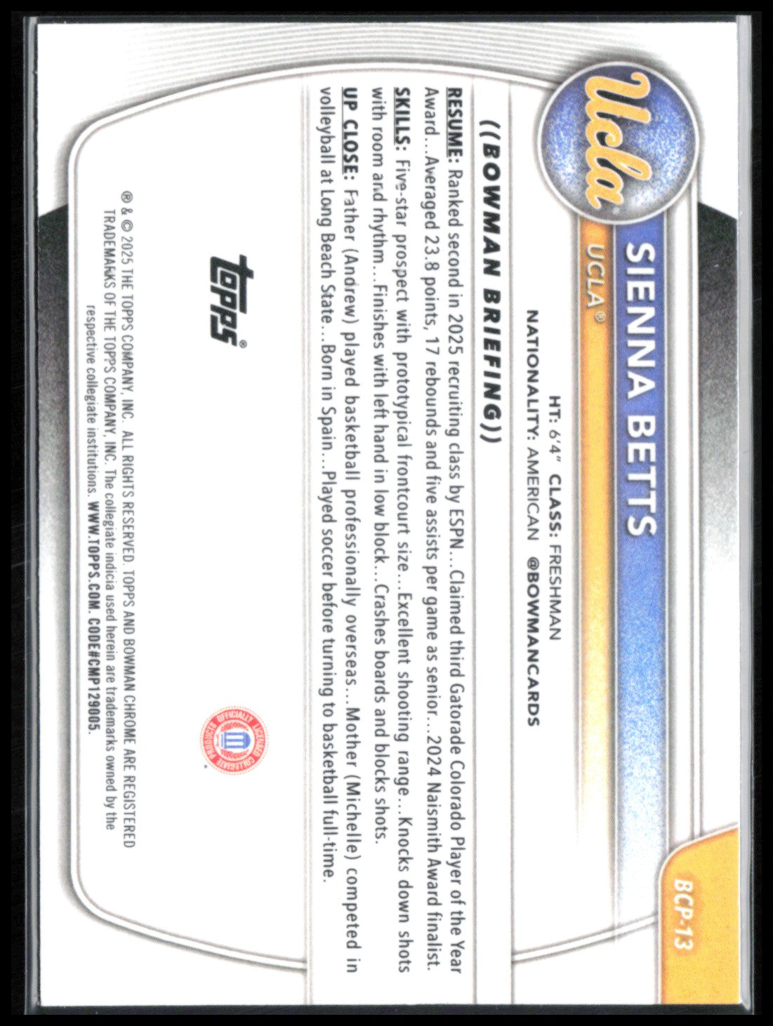 Sienna Betts 1st Bowman Chrome
