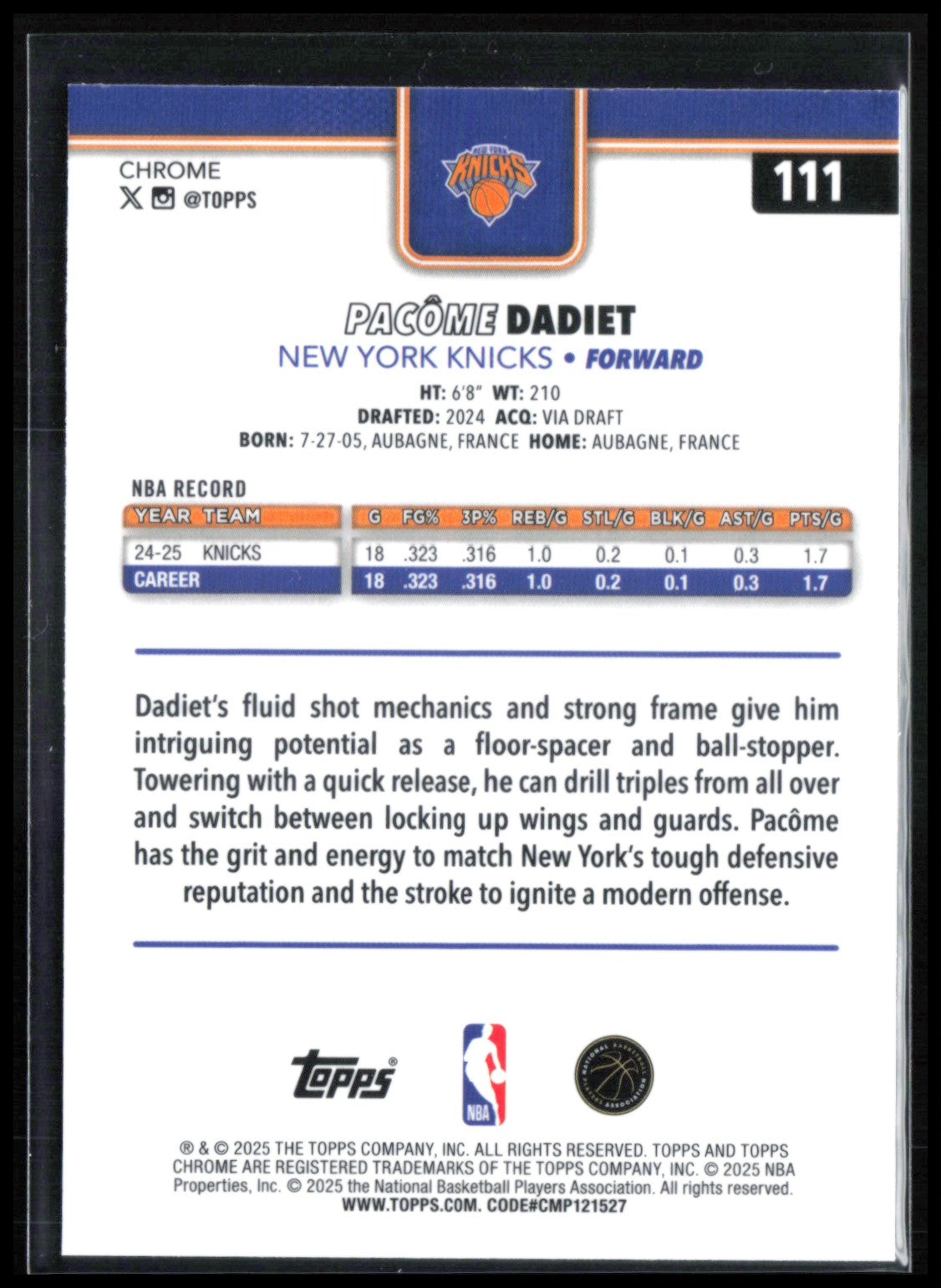 Pacome Dadiet Negative Refractor