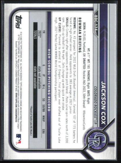 Jackson Cox 1st Bowman Sky Blue