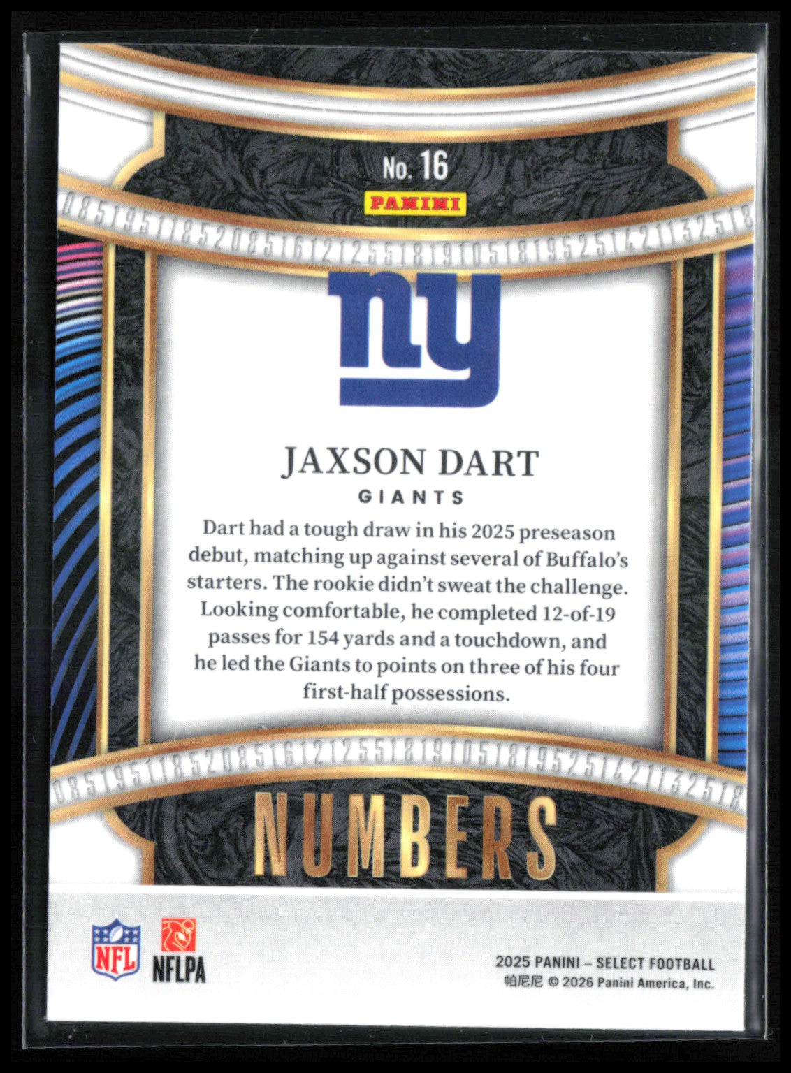 Jaxson Dart RC Numbers