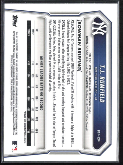 T.J. Rumfield 1st Bowman Chrome