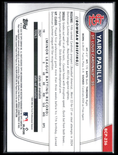 Yairo Padilla 1st Bowman Mojo