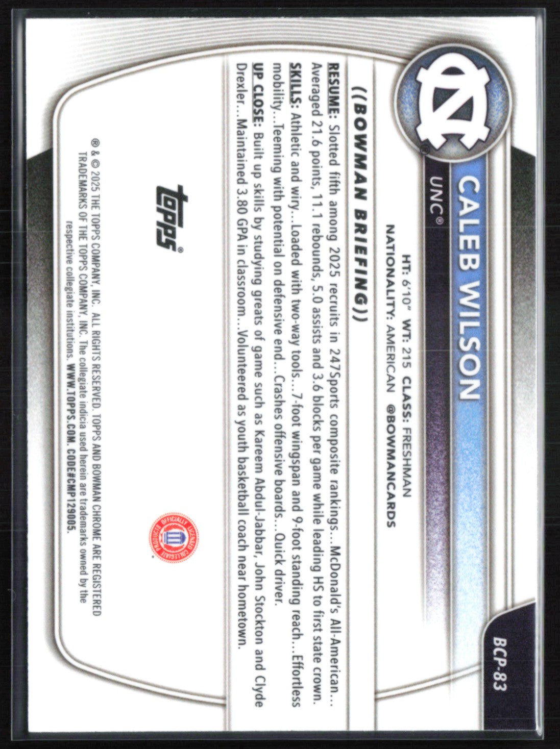 Caleb Wilson Mojo 1st Bowman Chrome U